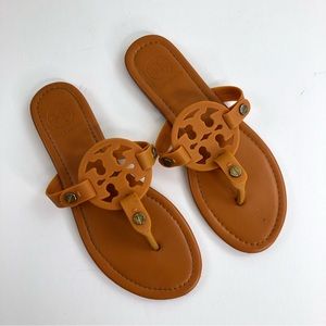 Tory Burch Tan Sandals with Logo Detail